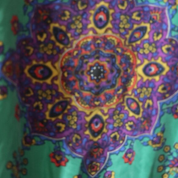 Great Cavalier Vintage Retro Green Mandala Silk Pant Suit Small - Picture 10 of 16